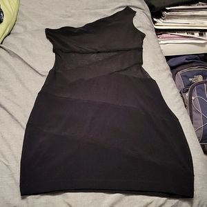 One shoulder cutout black dress